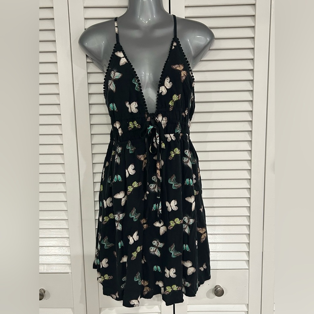 wild fable Black Butterfly Print Mini Dress